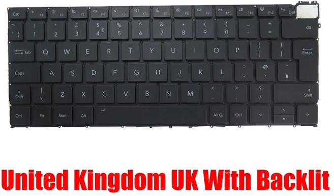 Honor MagicBook X14 GLO N56 검정색 미국 백라이트용 노트북 키보드, 02 United Kingdom UK