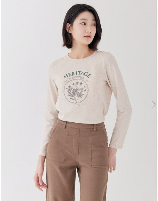 지센/ 가성비 좋은 여성 포인트 라운드 긴팔 티셔츠 LCTSP222 색상2종