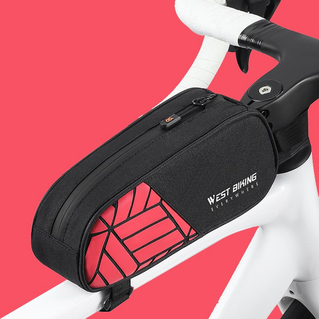 시그니처베이지 로드 탑튜브 프레임 반사 자전거 가방 YPZ373, 1개, 레드