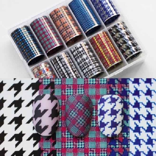 네일아트 하운드체크 네일필름 10종세트, 1개