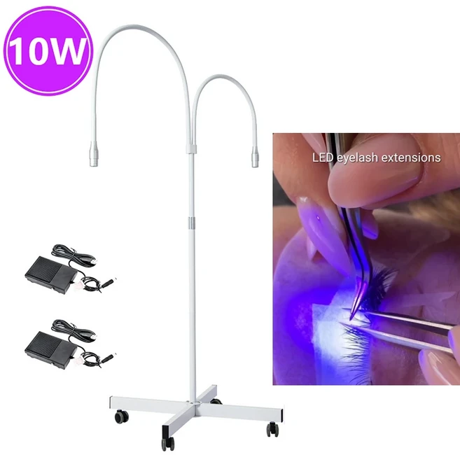 납품전문 업그레이드 더블 라이트 속눈썹 연장 도구 LED UV 글루 경화 자외선 램프 5W10W 플로어 395nm, 04 white-T-10w-Timing