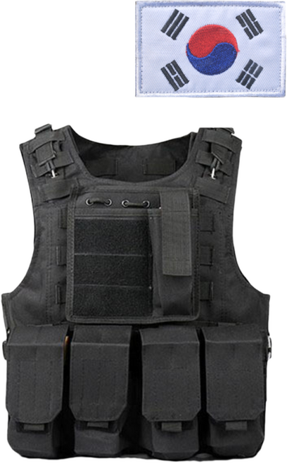 제로쿨 방탄복 방검복 플레이트캐리어 졸업사진 코스튬, 블랙, 1개