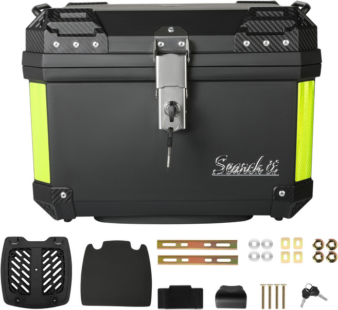 서치잇 오토바이 탑박스 57L 배달통 오토바이트렁크수납 자전거 두텁게 방수 방진 대용량 탑박스 헬멧 수납함, 블랙