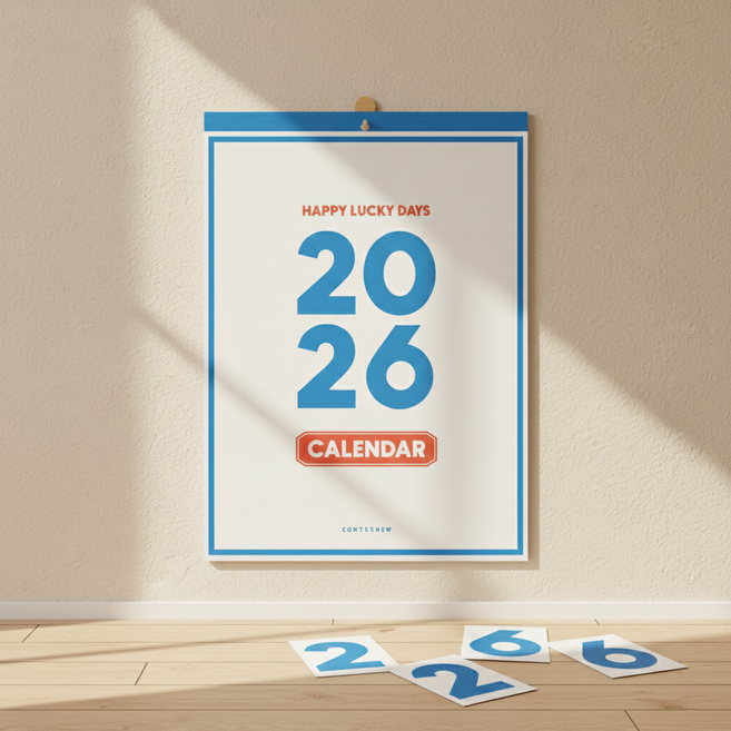 2026년 레트로 프리미엄 벽걸이 캘린더, 타공형, A3 사이즈 (오늘출발)