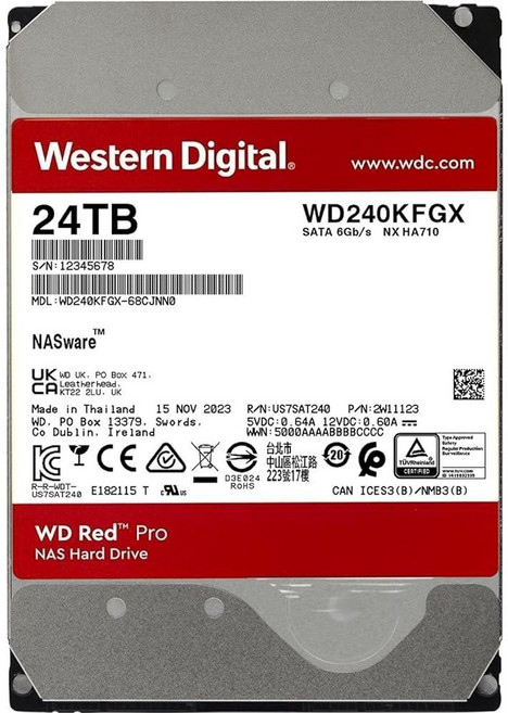 WD 레드 프로 NAS 하드디스크 24TB 내장하드 (WD240KFGX), WD 레드 프로 NAS 하드디스크 24TB 내장하드 W