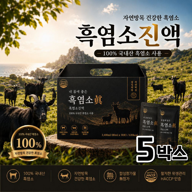 옥가네 100% 국산 흑염소 진액 / 12세트구매시 홍성호 울릉도 마가목 흑염소진액 사은품, 5세트, 80g