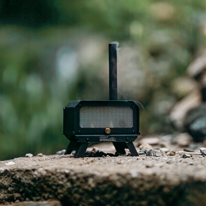 GOOUT SPRINGHILL 미니 장작 난로 향로 캠핑용 아웃도어용 간편 휴대 블랙, 1개