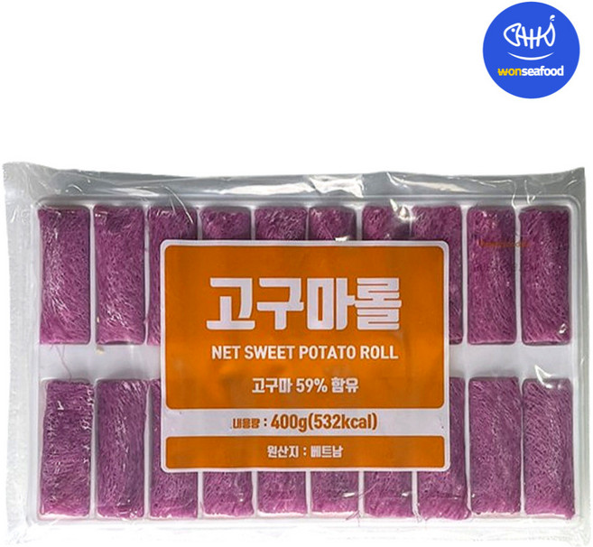 쌀피 고구마롤 400g 그물망 네트 짜조 스프링롤 딤섬 튀김 춘권, 1개