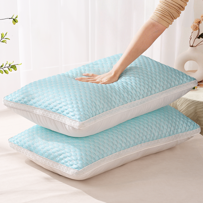 1+1 베개 3D 파이버 배게 목편한 경추베개 마사지 베게, 2개, 블루