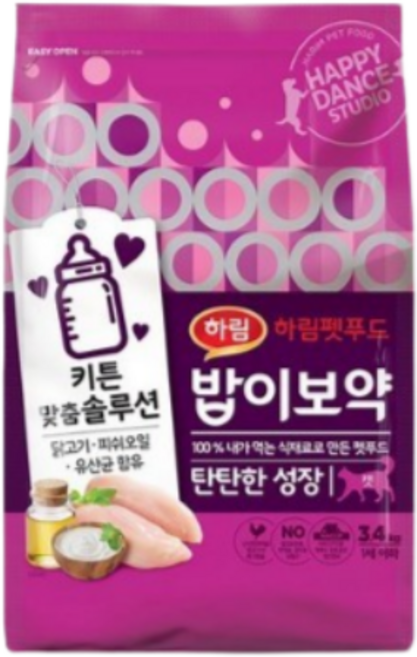 밥이보약 1세 이하 탄탄한 성장 고양이 건식 사료, 키튼, 3.4kg, 2개
