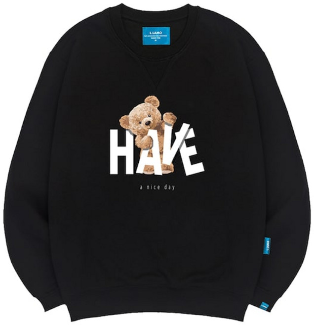 L.LAMO 엘라모 기모M 나이스베어 맨투맨 남녀공용 빅사이즈 S~4XL