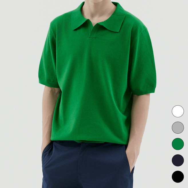 트래드클럽 베리 베이직 사계절 카라 반팔 니트 (5컬러 M~5XL)