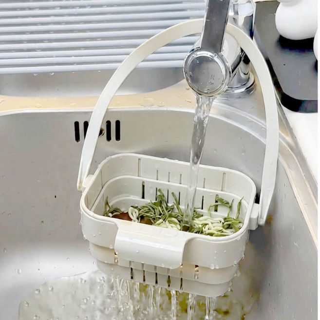 깔끔더하기 주방 대형 음식물 거름망 물빠짐 바구니, 1개, 아이보리