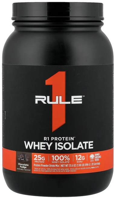 Rule One Proteins R1 Protein™ Whey Isolate Chocolate Fudge 1.98 lb 896 g, 898 g, 1개, 896g - 쿠팡