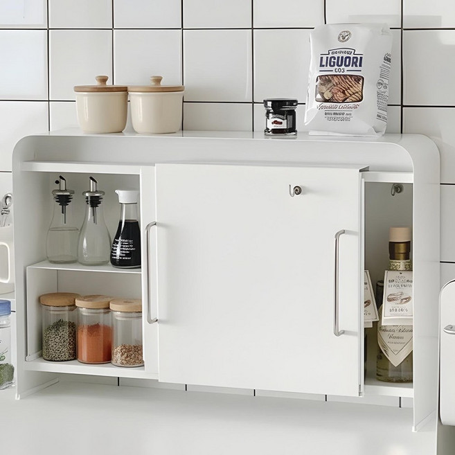 CK리빙 철제 슬라이드 수납함 조미료 영양제 수납장, 1개, 화이트