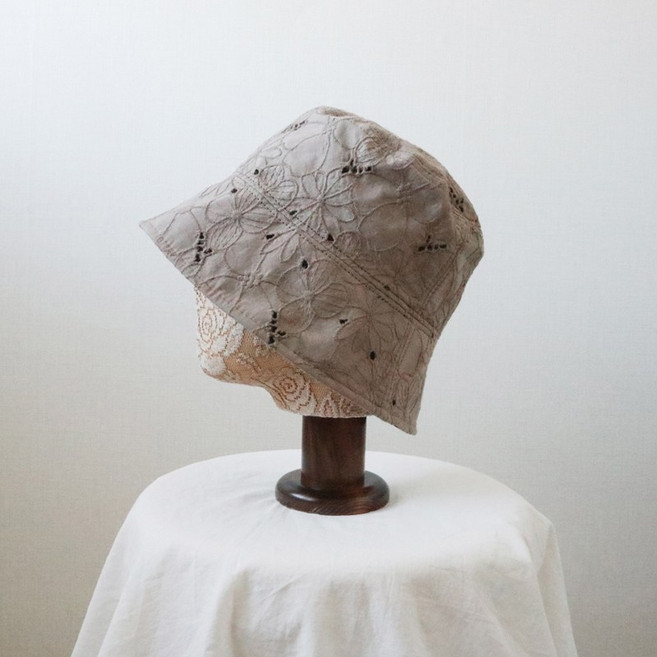 펀칭 플라워 자수 벙거지 모자 버킷햇 (3color)