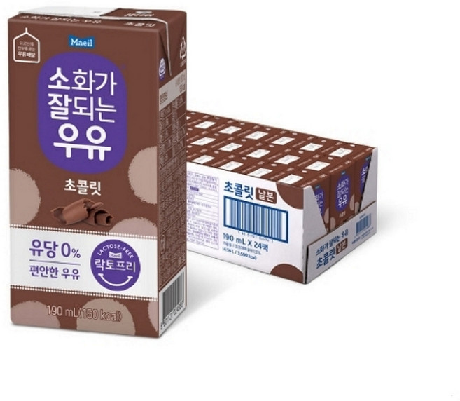 매일유업 소화가잘되는우유 초콜릿 190ML, 96개