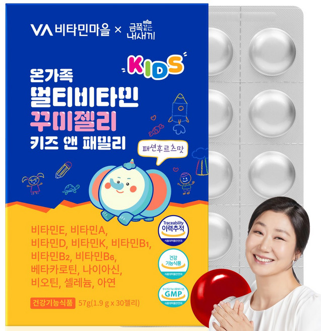 비타민마을 금쪽같은내새끼 온가족 멀티비타민 꾸미젤리 키즈앤 패밀리, 1개, 30정
