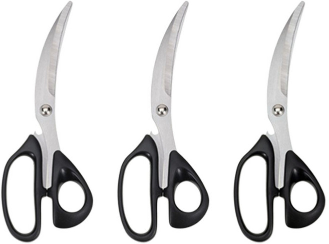 잘드는 고기용 업소용 주방가위 커브 곡선 날렵한 삼겹살가위, 3개