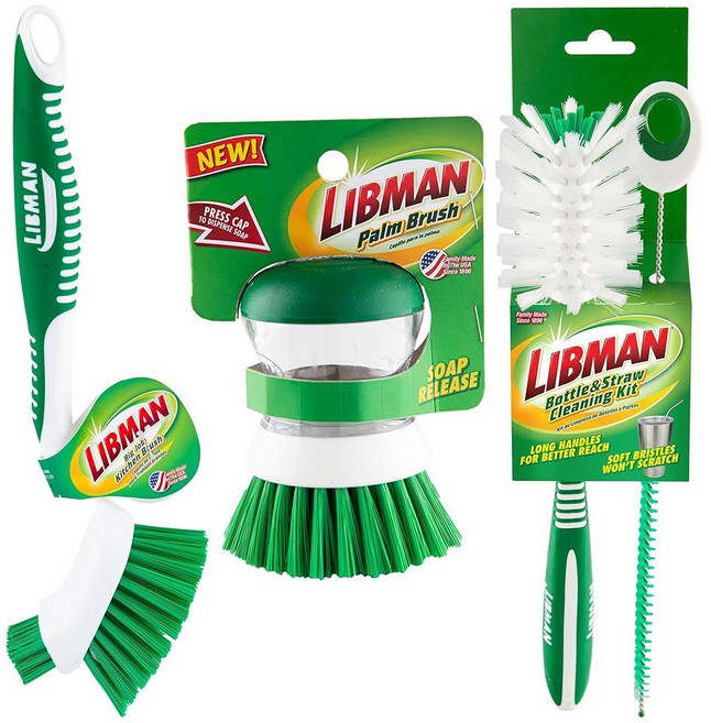 libman dishmatic i-stand 접시 지팡이 키트 주방 청소용 스크럽 브러시 스탠딩 가능한 3개 및 리필 위한 스폰지 세척 스크러버 손잡이 디스펜서 디스펜싱 세척, 병 및 접시 브러시 키트, 1