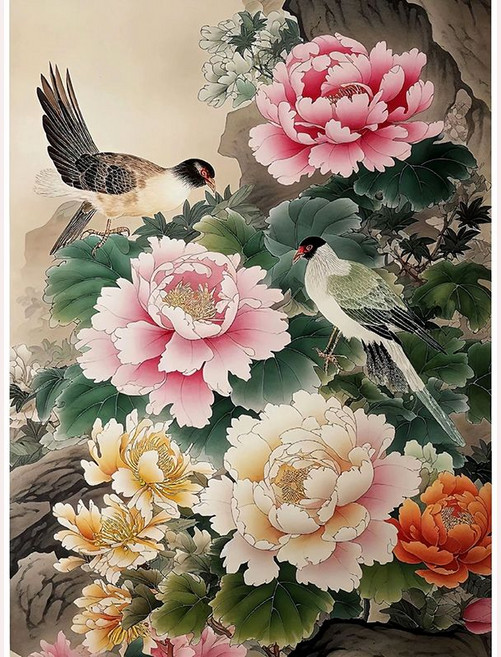 모란꽃과 비익조 조각퍼즐 목단화 국색 화조도 2024년 갑진년 새해 금전운에 좋은 풍수 컬렉션 그림퍼즐 집콕취미 10종, 모란꽃과 비익조 화조도 퍼즐선택01, 1개