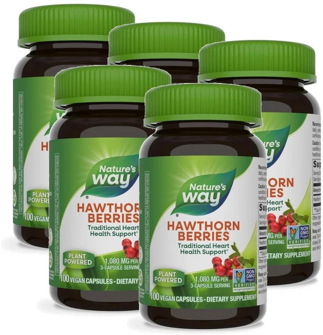 네이처스웨이 호손베리 산사나무열매 1080mg 캡슐 Nature's Way Hawthorn Berries, 100정, 5개 - 쿠팡