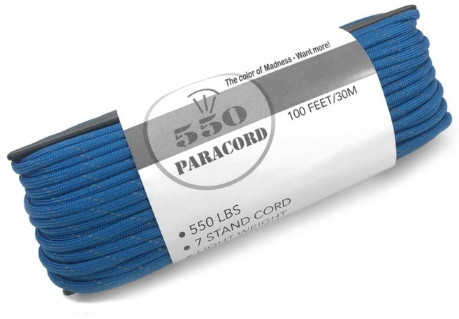 550 PARACORD 反光傘繩 7芯軍規拉力4mm, 天藍色, 1個