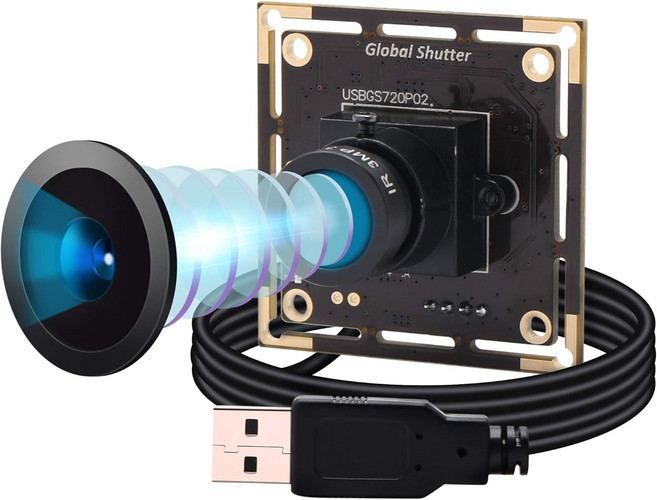 글로벌 셔터 USB 카메라 모듈 광각 720P 60FPS 컴퓨터용 미니 UVC 2.0 PC 고속 HD 비디오 산업용 라이트번 노트북 젯슨 나노용, 170 Degree Fisheye, Brown