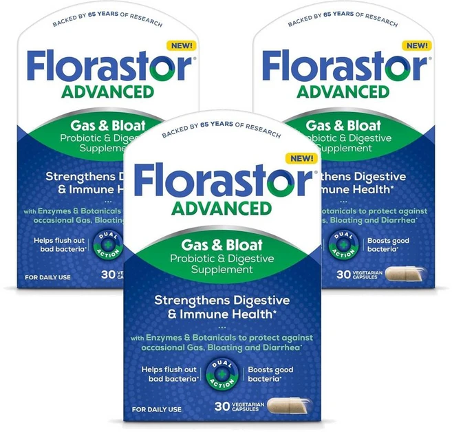 플로라스토 어드밴스드 개스 앤 블로트 프로바이오틱 다이제스티브 효소 캡슐, 3개 - 쿠팡