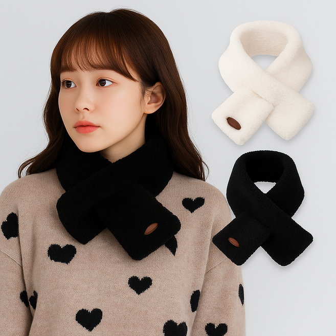 니즈백 양면 양털 페이크 에코 퍼 목도리 머플러