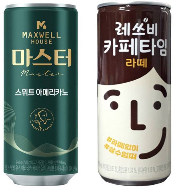 맥스웰 마스터 스위트 아메리카노 240mlx30개+레쓰비 카페타임 라떼 240mlx15개+조지아 맥스 240mlx15개, 1개, 240ml