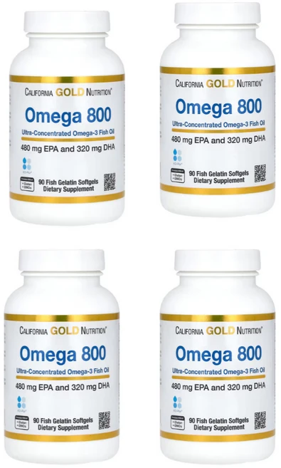 CGN 오메가 800 피쉬오일 80% 트리글리세리드 1 000 mg 90 x 4 생선 젤라틴소프트젤, 90정, 4통 - 쿠팡