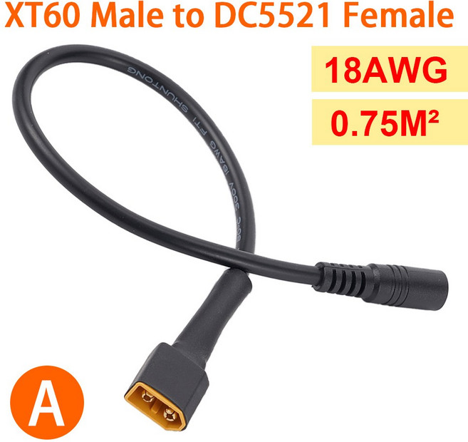 케이블 어댑터 배터리 18AWG 암수 태양광 전원 충전 연결 케이블용 DC5521 커넥터 차량 XT60 라인 자동차, XT60 Male, 1개