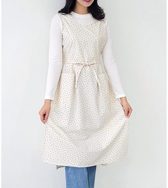 지지미 면 체크앞치마 끈타입(5컬러) [한정수량 이벤트가] 여름 리플 예쁜 유치원 어린이집 원피스 단추형 선생님 보육교사 앞치마 린다스 에이프런샵, 1개, 미니로즈