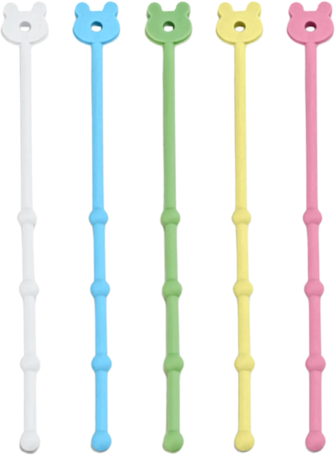 아워딜 실리콘 케이블 정리 스트랩, 라이트블루+그린+화이트+옐로우+핑크, 10개