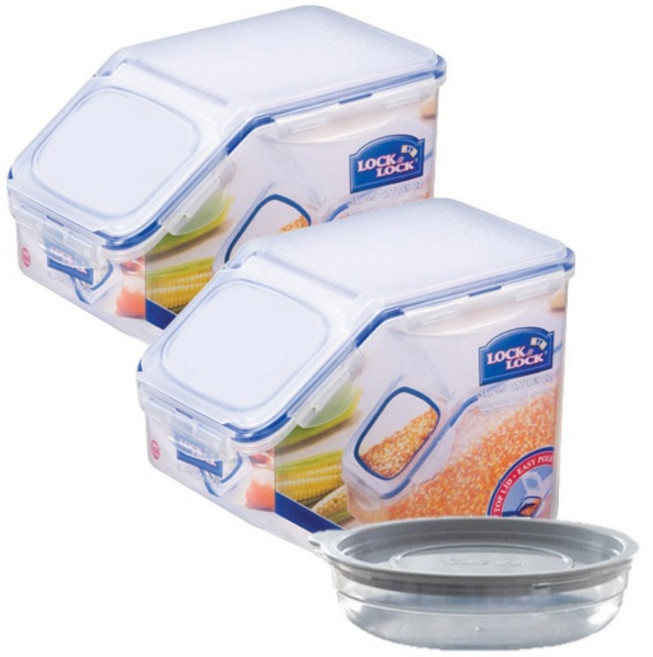 락앤락 잡곡통 5L 2개 [+가쯔 용기 세트] 쌀통 양념통 조미료통 냉장고 보관 소분 정리 통 5KG 밀가루 잡곡 사료