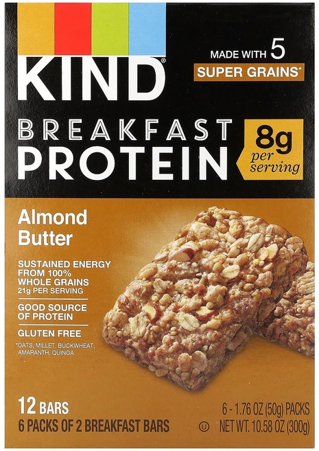 KIND Bars Breakfast Protein Bars Almond Butter 6 Packs 1.76 oz 50 g Each, 50g - 쿠팡