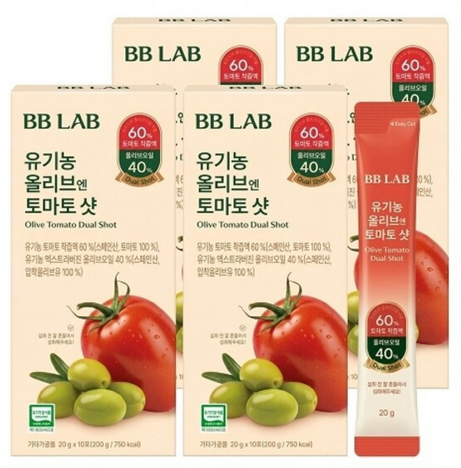 비비랩 유기농 올리브 엔 토마토 샷, 4박스, 20g