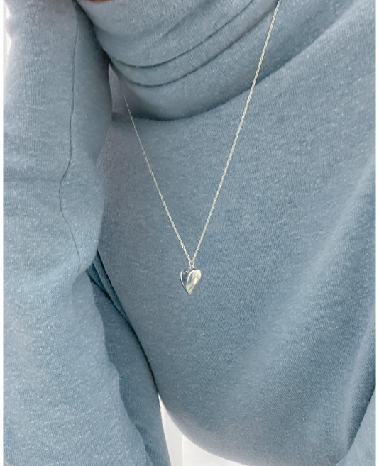 모두디자이너 실버925 듀이 빅 통통 하트 1.5 롱 목걸이 10