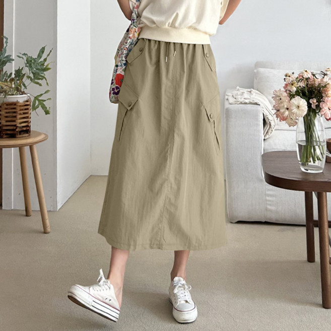 마이쏭 여성 빅사이즈 루즈핏 여름 롱치마 콜드바스락카고롱스커트