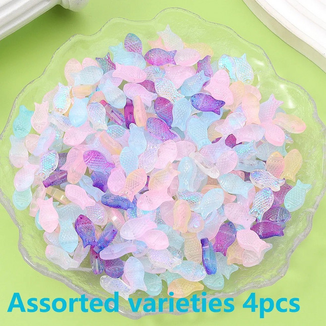 멀티 컬러 유리 물고기 모양의 비즈 모듬 팔찌 목걸이 여름 장식, 1. 4pcs