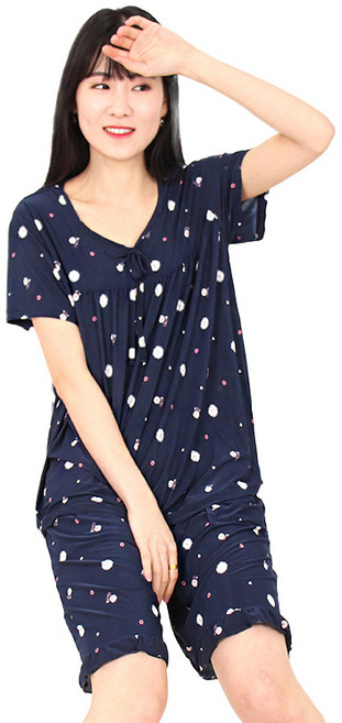 22SS 폭스 냉감 캐릭터 리본 반팔 잠옷 여성용