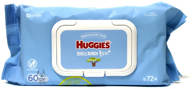 하기스 모이스쳐케어 플러스 유아물티슈 캡형, 60g, 72매, 4개 - 쿠팡