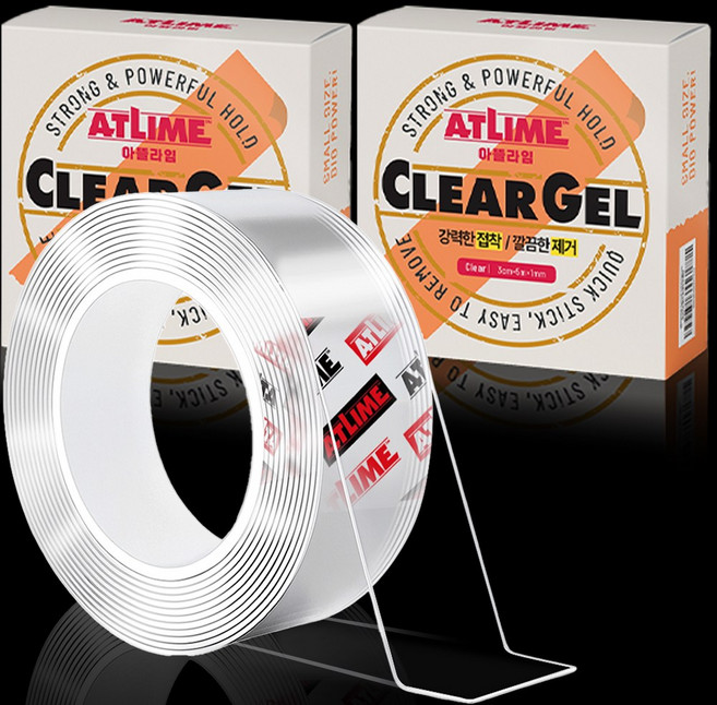 아뜰라임 클리어겔 자국없는 초강력 실리콘 양면 테이프 3cm x 5m, 투명, 2개