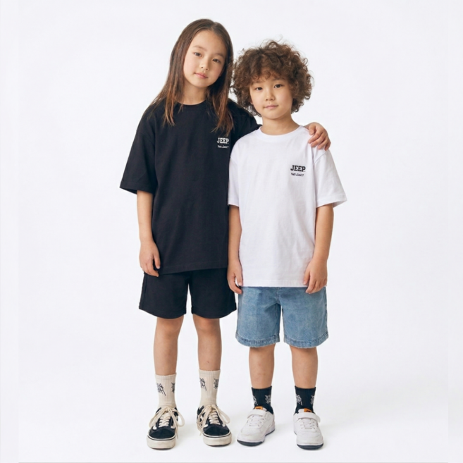 2PACK 지프 키즈 반팔 티셔츠 반팔티 화이트 블랙 JEP98KZ