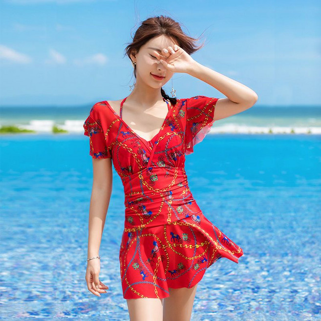 泳衣女 連體泳裝 溫泉 顯瘦 聚攏 小胸 遮肚, XL（108-120斤）