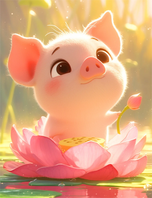 연꽃 든 돼지 조각퍼즐 원하는 것 다 돼지 귀여운 캐릭터즈 북유럽 감성 행운 금전운에 좋은 풍수 컬렉션 직소퍼즐 300 500 700 1000피스, 원하는 것 다 돼지 연꽃 퍼즐4, 1개