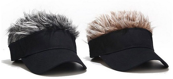 남성용 골프 썬캡/ 블랙 그레이 화이트/ 남자 일체형 가발모자, 1개, 블랙그레이