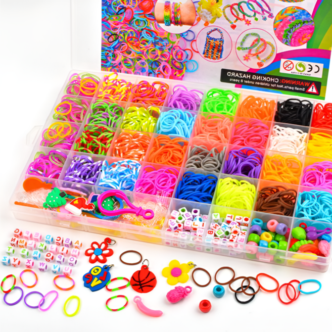 창의폭팔 애니윙 손끝놀이 고무줄 팔찌 만들기 룸밴드 공예 2500개, 1개