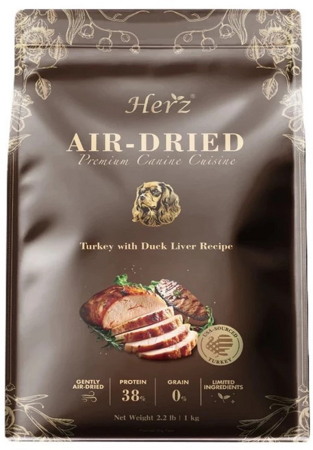 Herz 赫緻 羊肉低溫風乾犬糧, 1個, 美饌-火雞佐鴨肝1kg+送隨手包*10, 1kg, 火雞佐鴨肝